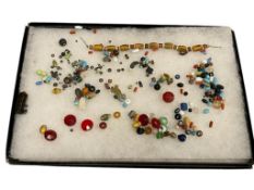 APPROX 200 LOOSE ANTIQUE PRIMITIVE NATIVE AMERICAN BEADS, TRADE / SEED/ TILE BEADS