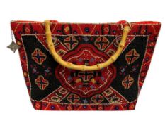 ABOVE THE CROWD VINTAGE WOMENS BEADED DESIGNER FASHION TOTE