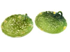 TWO VICTORIAN PERIOD ROYAL BAYREUTH CABBAGE PLATEW WITH LOOP FINGER HANDLES