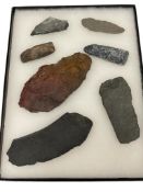 PRIMITIVE NATIVE AMERICAN ARTIFACTS / TOOLS FLINT / KNAPPED STONE KNIVES, SCRAPPERS