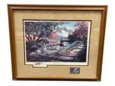 KEN ZYLLA MINNESOTA WILDLFIFE ARTIST COMMEMORATIVE STAMP PRINT TITLED NARY A CARE WITH STAMP