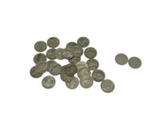 28 ASSORTED U.S. NICKELS INCLUDING 26 SILVER JEFFERSON WAR NICKELS AND TWO LIBERTY 