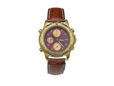 MEN'S SEIKO CHRONOGRAPH SPORTS 150 WRISTWATCH FEATURING GOLD TONE CASE WITH MAROON DIAL