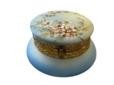 VICTORIAN 19TH CENTURY C. NAKARA / C.F. MONROE HAND PAINTED PORCELAIN FLORAL HINGED VANITY BOX