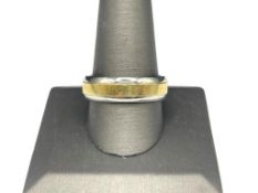 S & CO. MEN'S STAINLESS STEEL AND 10K YELLOW GOLD BAND RING FEATURING ROUND BRILLIANT CUT DIAMOND