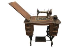 ANTIQUE WHITE TREADLE SEWING MACHINE