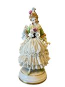 EARLY 20TH CENTURY GERMAN PORCELAIN LACE LADY FIGURE