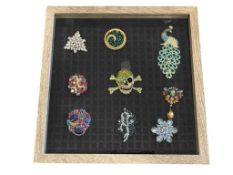 NINE WOMENS RHINESTONE BROOCHES