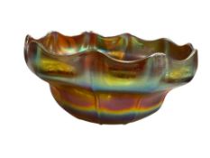 ART NOUVEAU AURENE STEUBEN ART GLASS HAND BLOWN IRIDESCENT BOWL