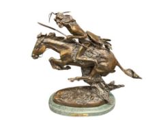 FREDERIC REMINGTON RENOWN WESTERN AMERICAN ARTIST AND SCULPTOR LARGE BRONZE SULPTURE CHEYENNE
