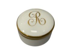 LIMOGES FRANCE WHITE PORCELAIN VANITY TRINKET BOX WITH GILT 