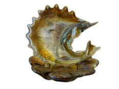 LARGE VENETIAN HAND BLOWN ART GLASS SAILFISH FIGURAL CANDY DISH