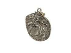 VINTAGE STERLING SILVER REARING LION PENDANT