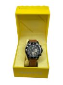 MEN'S INVICTA CHRONOGRAPH WRISTWATCH FEATURING BLACK AND SILVER TONE STAINLESS STEEL CASE