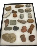 PRIMITIVE NATIVE AMERICAN ARTIFACTS, STONE FISHING NET SINKERS