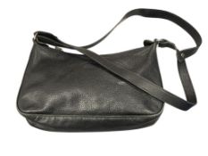 LONGCHAMP PEBBLED BLACK LEATHER SHOULDER BAG