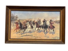 FREDERIC REMINGTON RENOWN WESTERN ARTIST AND SCULPTOR PRINT A DASH FOR THE TIMBER