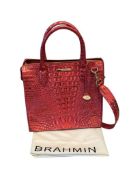 BRAHMIN CAROLINE SATCHED RED DRAGON MELBOURNE ALLIGATOR GRAIN