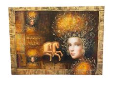 LARGE ORIGINAL OIL PAINTING IN THE STYLE OF CSABA MARKUS BY T. MAX
