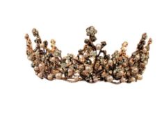 RHINSTONE AND FAUX PEARL HEAVY COPPER TONED METAL CROWN