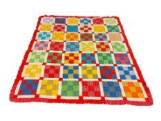 VINTAGE HANDMADE VIBRANT NINE PATCH / 9-PATCH QUILT