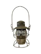 ANTIQUE ADLAKE / ADAMS AND WESTLAKE RAILROAD LANTERN WITH CLEAR GLASS GLOBE WESTERN PACIFIC RAILR...