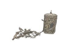 ANTIQUE STERLING SILVER MATCH SAFE PENDANT NECKLACE