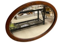 BLACKHAWK FURNITURE SOLID OAK FRAMED OVAL MIRROR WITH BEVELED GLASS BORDER