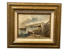 MID-20TH CENTURY ORIGINAL ACRYLIC ON CANVAS IMPRESSIONIST MEDITERRANEAN LANDSCAPE