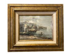 MID-20TH CENTURY ORIGINAL ACRYLIC ON CANVAS IMPRESSIONIST MEDITERRANEAN LANDSCAPE