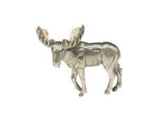 VINTAGE DESIGNER SIGNED STERLING SILVER FIGURAL BULL ELK BROOCH
