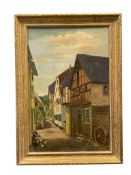 F.A. BERRES 1920 ORIGINAL OIL ON CANVAS EURPOEAN TOWN SCENE PAINTING