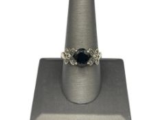 STERLING SILVER BLACK ONYX AND MARCASITE FASHION RING