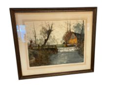VINTAGE HAND COLORED LITHOGRAPH LANDSCAPE SCENE