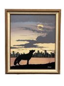 MARGUERITE FIELDS NATIVE AMERICAN AND NATURE ARTIST ORIGINAL ACRYLIC ON CANVAS TITLED LAST WOLF S...