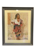 HOPI MADDEN ORIGINAL PASTEL ON PAPER BY RENOWN SACRAEMNTO KACHINA MAKER L.L. SCOTT (1920-2011)