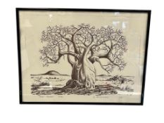 K. HARRINGRON LIMITED EDITION PRINT OF AFRICAN BAOBAB TREE TREE OF LIFE NATIVE TO AFRICAN CONTINENT
