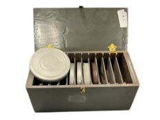 VINTAGE PAINTED WOOD 12-SLOT FILM REEL HOLDER HOLDS 5