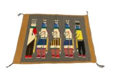 LATE 20TH CENTURY HAND WOVEN WOOL NAVAJO YEI BEI CHEI WEAVING