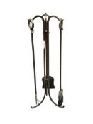 THREE PIECE FORGED STYLE FIRE PLACE TOOL SET WITH STAND