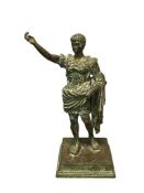 REPRODUCTION BRONZE-PATINATED SCULPTURE OF THE FAMOUS AUGUSTUS OF PRIMA PORTA