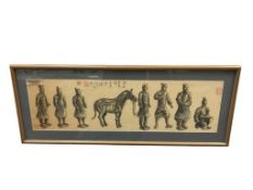 20TH CENTURY CHINESE TERRA COTTA ARMY WATERCOLOR ON SILK