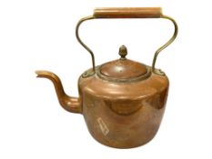 20TH CENTURY COPPER TEA KETTLE WITH BRASS HANDLE