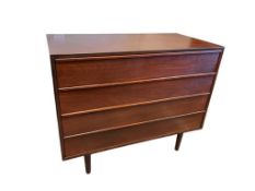 FOUR DRAWER MID-CENTURYU MODERN WALNUT CHEST OF DRAWERS MINIMALIST DESIGN