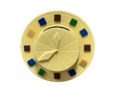 VINTAGE 1960'S - 1970'S CALIFORNIA POTTERY CLOCK WALL POCKET WITH TILE DIAL DESIGNED BY MICHAEL M.