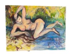 HEATHER VALENCIA CHEROKEE DECENT ARTIST ORIGINAL ACRYLIC ON CANVAS RIVER NUDE WITH NIKIXILI