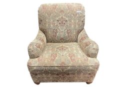 ETHAN ALLEN DESIGNER TRADITIONAL STYLE UPHOLSTERED ACCENT CHAIR FEATURING BROCADE FABRIC