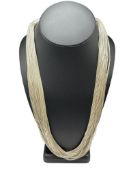 VINTAGE SOUTHWESTERN JEWELRY COMPANY HALLMARKED STERLING SILVER LIQUID SILVER 100-STRAND NECKLACE