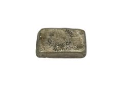 ANTIQUE W.H. FOSTER MID 1800'S COMSTOCK MINE CARSON CITY, NEVADA ONE TROY OUNCE SILVER BAR