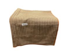 WOOL BLEND BROWN AND TAN HOUNDSTOOTH PATTERNED THROW BLANKET
